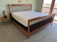 MISSION STYLE KING BED SET W/ TEMPURPEDIC MATTRESS & POWERED FOUNDATION