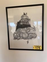 1971 MARION SEAWELL FRAMED PRINT, 23" X 28.75"