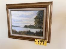 FRAMED ORIGINAL PASTEL BY ROZANNE HAUSER, "RIVER BEND", 16" X 18"