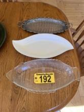 LOT OF 3-ASSORTED SERVING PLATTERS