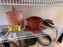 LOT OF ASSORTED SERVEWARE, MIXING BOWLS, CROCK