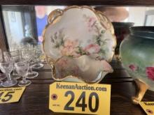 LOT: 2-PC GOLD RIM SERVING BOWL & PLATTER