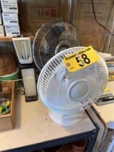 LOT OF 2-DESK FANS, FOLDING DESK LAMP