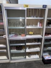 METAL FRAME SLIDING GLASS DOOR CABINET, 50.25" X 16.25" X 82.5"H