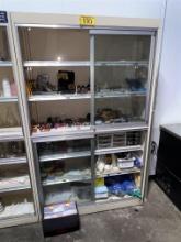 METAL FRAME SLIDING GLASS DOOR CABINET, 50.25" X 16.25" X 82.5"H