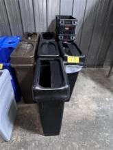 BID PRICE X 9 - (9) ASSORTED RUBBERMAID SLIM TRASH BINS W/ 5-LIDS