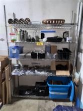 ULINE 5-SHELF S/S WIRE STORAGE RACK, 5' X 18" X 86"H, & CONTENTS: