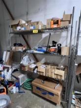ULINE 4-SHELF S/S WIRE STORAGE RACK, 6' X 12' X 86"H, & CONTENTS: