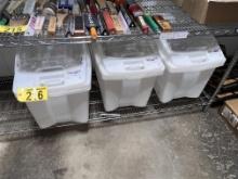 BID PRICE X 3 - (3) CARAVAN 21-GAL. PLASTIC INGREDIENT BINS