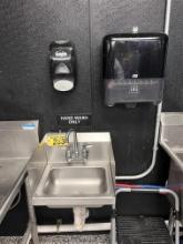 S/S 14" HAND SINK W/ SOAP & PAPER TOWEL DISPENSERS, 8" BACKSPLASH