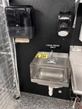 S/S 14" HAND SINK W/ SOAP & PAPER TOWEL DISPENSERS, 8" BACKSPLASH