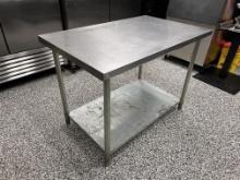 4' X 30" S/S TABLE W/ LOWER GALVANIZED SHELF