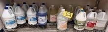 CONTENTS ON 1-SHELF: ASSORTED CLEANING CHEMICALS, BLEACH, SANITIZER