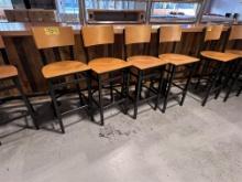 BID PRICE X 4 - (4) METAL FRAME BARREL BACK BAR STOOLS