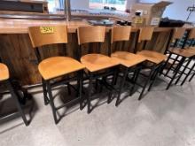 BID PRICE X 4 - (4) METAL FRAME BARREL BACK BAR STOOLS