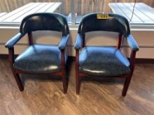 BID PRICE X 2 - (2) BARREL BACK UPHOLSTERED SIDE ARM CHAIRS