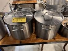 BID PRICE X 2 - (2) S/S STOCK POTS W/ LIDS