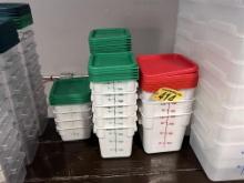 BID PRICE X 18 - (18) ASSORTED PLASTIC PRODUCT BINS W/ LIDS