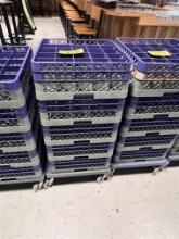 LOT: 5-GLASS DISH RACKS W/ DISH DOLLY, 25-SLOT