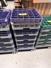 LOT: 5-GLASS DISH RACKS W/ DISH DOLLY, 25-SLOT