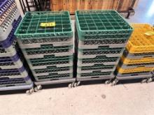LOT: 10-GLASS DISH RACKS W/ 2-DISH DOLLIES, 36-SLOT