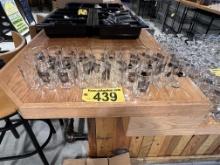 LOT: (31) SIDE BY EACH MONOGRAMMED TASTING GLASSES