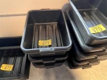 BID PRICE X 6 - (6) BLACK BUS TUBS W/ LIDS