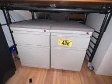 BID PRICE X 2 - (2) PORTABLE 2-DRAWER FILE CABINETS, UPHOLSTERED TOPS, 1-W/ KEY