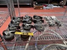 LOT OF ASSORTED SHELVING ACCESSORIES, CASTERS