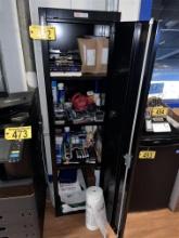 ULINE 4-SHELF METAL STORAGE CABINET & CONTENTS: