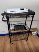 PORTABLE 2-SHELF WIRE CART & CONTENTS:
