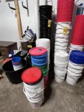LOT: (34) ASSORTED PLASTIC BUCKETS, LIFT-TOP LIDS