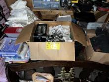 LOT OF ASSORTED HOUSEHOLD ITEMS, DRAPES, COOKWARE, GLASSWARE, STOCK POT, KITCHEN ITEMS