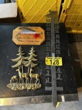 LOT: SNOW MEASURING TOOL, FISH WALL HANGING, DEER WALL HANGING