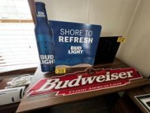 LOT: (2) TIN SIGNS, BUDWEISER & BUD LIGHT