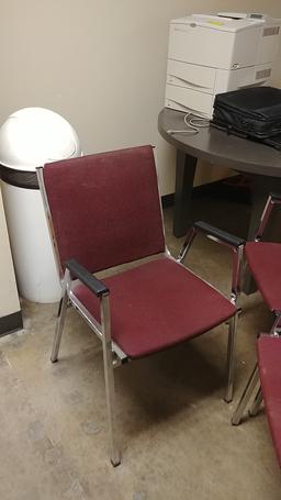 LOT OF 4 UPHOLSTERED METAL STACKING CHAIRS