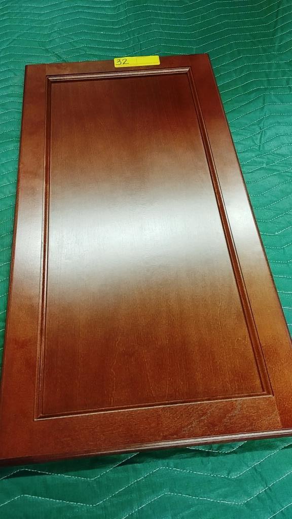 LOT OF 75 CHERRY WOOD COLOR CABINET DOORS