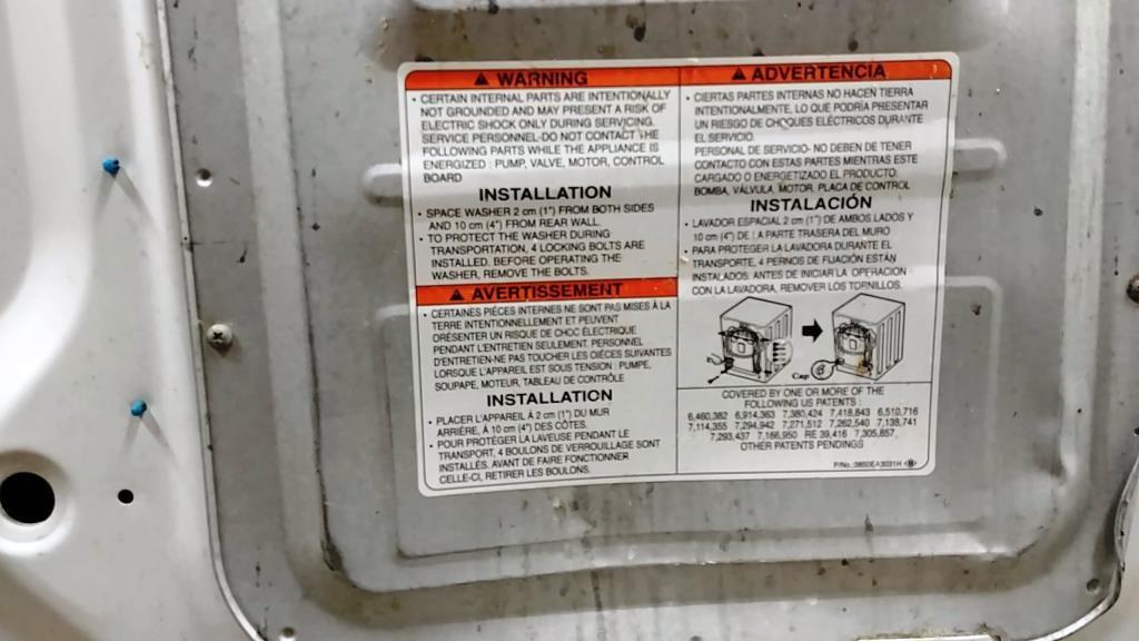 WHITE LG FRONT LOAD WASHER FOR PARTS OR REPAIR