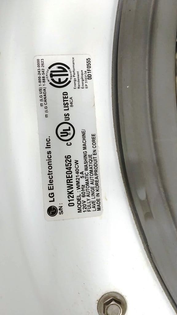 WHITE LG FRONT LOAD WASHER FOR PARTS OR REPAIR
