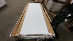 16 BRIGHT WHITE BYPASS DOORS WITH WHEELS ON BOTTOM - MELAMINE ON THE BACK