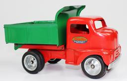 VINTAGE TONKA RED & GREEN PRESSED STEEL DUMP TRUCK