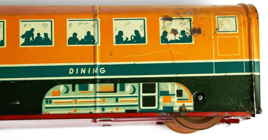 VINTAGE WOLVERINE TIN LITHO TRAIN OBSERVATION & DINING CAR