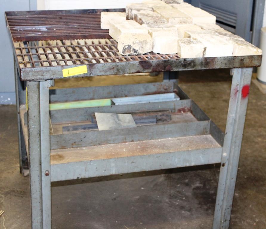 CUTTING TORCH TABLE WITH REFRACTORY BRICKS - Approx. 36-1/2" x 36-1/2" x 34-1/2"