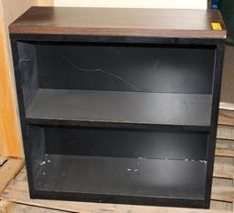 2 BEIGE METAL FILE CABINETS AND METAL BOOKSHELF