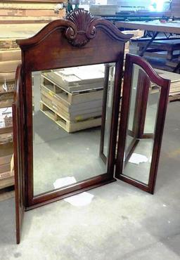 PALLET OF 19 NEW WOOD FRAMED TRIVIEW MIRRORS