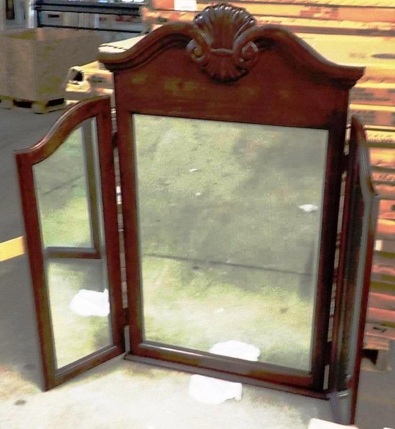 PALLET OF 19 NEW WOOD FRAMED TRIVIEW MIRRORS