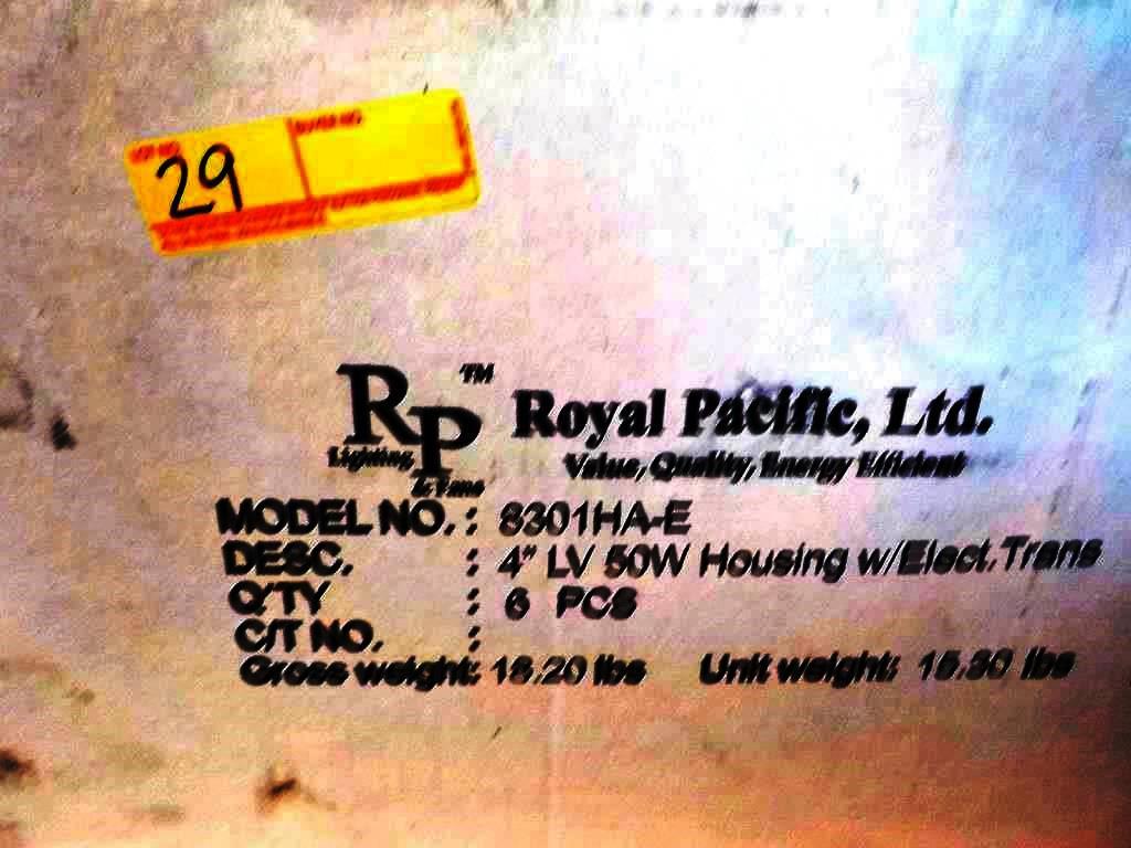 PALLET OF MISC. ROYAL PACIFIC LTD. LIGHTING HARDWARE