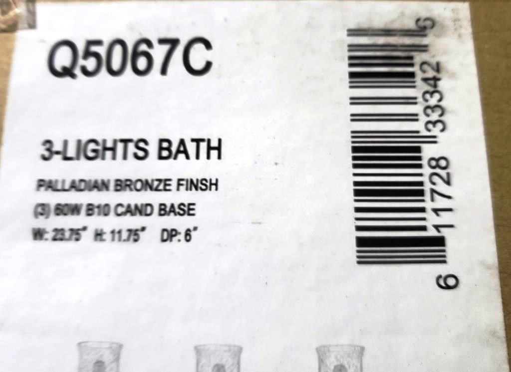 12 NEW ASHLEY HARBOUR Q5067C 3-LIGHT BATH VANITY FIXTURES