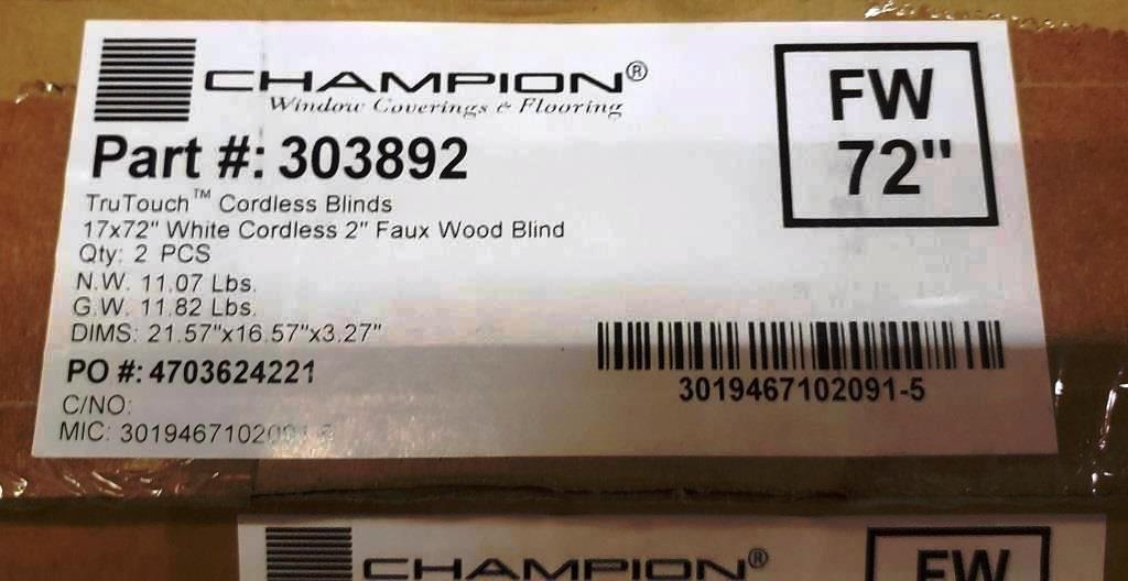 6 NEW CHAMPION 2" WHITE FAUX WOOD BLINDS