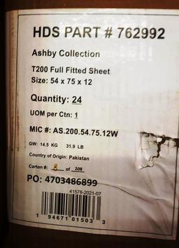 BOX OF 24 NEW ASHBY COLLECTION FULL FITTED SHEETS